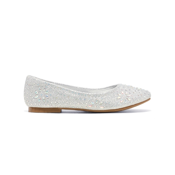 Girl's Comfortable Ballerina Flats - SILVER GLITTER - 1